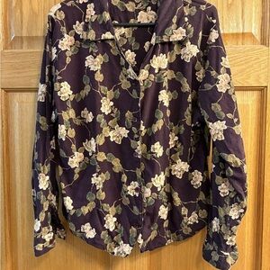 Vtg Maggie Lawrence Button Up Tapestry Print Blouse  Brown Floral Women’s 22 24